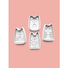 Aktastore Komik Kedi Figürleri Kurabiye Kalıbı ve Şeker Hamuru Kalıbı 4'lü Set