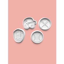 Aktastore Beyzbol Kurabiye Kalıbı ve Şeker Hamuru Kalıbı 4'lü Set