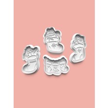 Aktastore Çorap Figürü Kurabiye Kalıbı ve Şeker Hamuru Kalıbı 4'lü Set