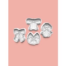 Aktastore Kurdele Fiyonk Figürü Kurabiye Kalıbı ve Şeker Hamuru Kalıbı 4'lü Set