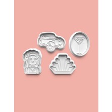 Aktastore 1920'LER Teması Kurabiye Kalıbı ve Şeker Hamuru Kalıbı 4'lü Set