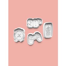 Aktastore Doksanlar Teması Kurabiye Kalıbı ve Şeker Hamuru Kalıbı 4'lü Set