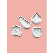 Aktastore Sebze Figürü Kurabiye Kalıbı ve Şeker Hamuru Kalıbı 4'lü Set