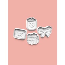 Aktastore Sevgililer Günü Teması Kurabiye Kalıbı ve Şeker Hamuru Kalıbı 4'lü Set