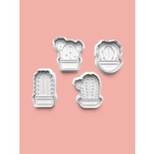 Aktastore Kaktüs Çiçeği Kurabiye Kalıbı ve Şeker Hamuru Kalıbı 4'lü Set