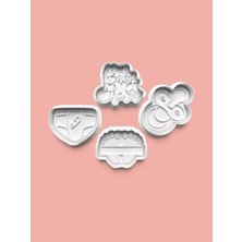 Aktastore Baby Shower Kurabiye Kalıbı ve Şeker Hamuru Kalıbı 4'lü Set