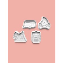 Aktastore Kamp Teması Kurabiye Kalıbı ve Şeker Hamuru Kalıbı 4'lü Set