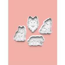 Aktastore Kurtlar Kurabiye Kalıbı ve Şeker Hamuru Kalıbı 4'lü Set