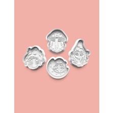 Aktastore Mantar Kurabiye Kalıbı ve Şeker Hamuru Kalıbı 4'lü Set