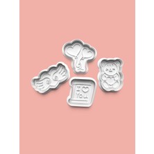 Aktastore Sevgililer Günü Kurabiye Kalıbı ve Şeker Hamuru Kalıbı 4'lü Set