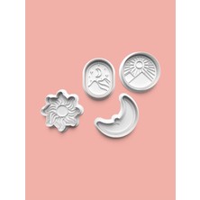 Aktastore Ay-Güneş-Yıldız Figürü Kurabiye Kalıbı ve Şeker Hamuru Kalıbı 4'lü Set