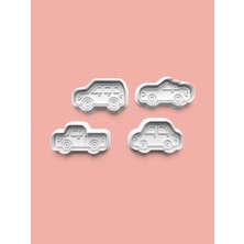 Aktastore Arabalar Kurabiye Kalıbı ve Şeker Hamuru Kalıbı 4'lü Set