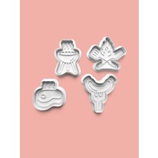 Aktastore Mangal Figürü Kurabiye Kalıbı ve Şeker Hamuru Kalıbı 4'lü Set