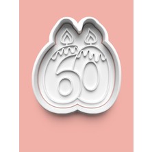 Aktastore Mum Figürlü Altmış Rakamı Kurabiye Kalıbı ve Şeker Hamuru Kalıbı - 60 Numara