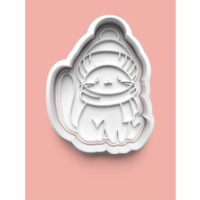 Aktastore Bere ve Atkılı Kedi Figürü Kurabiye Kalıbı ve Şeker Hamuru Kalıbı