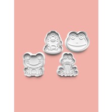 Aktastore Sevimli Kurbağa Figürü Kurabiye Kalıbı ve Şeker Hamuru Kalıbı 4'lü Set