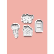 Aktastore Home Sweet Home Kurabiye Kalıbı ve Şeker Hamuru Kalıbı 4'lü Set