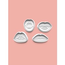 Aktastore Dudak Kurabiye Kalıbı ve Şeker Hamuru Kalıbı 4'lü Set