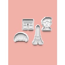 Aktastore Paris Teması Kurabiye Kalıbı ve Şeker Hamuru Kalıbı 4'lü Set