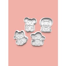 Aktastore Kalpli Hayvanlar Kurabiye Kalıbı ve Şeker Hamuru Kalıbı 4'lü Set