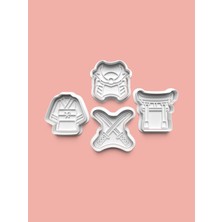 Aktastore Samuray Kurabiye Kalıbı ve Şeker Hamuru Kalıbı 4'lü Set