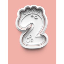 Aktastore 2 Numara Dinozor Figürlü Kurabiye Kalıbı ve Şeker Hamuru Kalıbı - Iki Rakamı