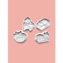 Aktastore Unicorn Kedi Kurabiye Kalıbı ve Şeker Hamuru Kalıbı 4'lü Set