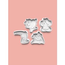 Aktastore Yoga Yapan Keçi Figürü Kurabiye Kalıbı ve Şeker Hamuru Kalıbı 4'lü Set