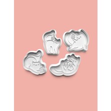 Aktastore Oyun Oynayan Sevimli Kedi Kurabiye Kalıbı ve Şeker Hamuru Kalıbı 4'lü Set