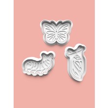 Aktastore Kelebek Döngüsü Kurabiye Kalıbı ve Şeker Hamuru Kalıbı 3'lü Set