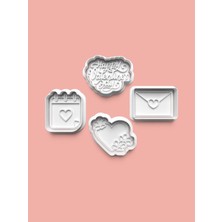 Aktastore Sevgililer Günü Kurabiye Kalıbı ve Şeker Hamuru Kalıbı 4'lü Set