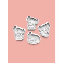 Aktastore Inek Kurabiye Kalıbı ve Şeker Hamuru Kalıbı 4'lü Set