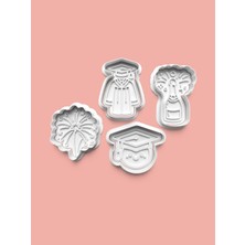 Aktastore Mezuniyet Kurabiye Kalıbı 4'lü Set