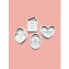Aktastore Love Kurabiye Kalıbı ve Şeker Hamuru Kalıbı 4'lü Set