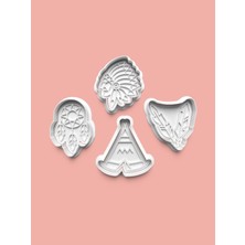 Aktastore Kızılderili Kurabiye Kalıbı ve Şeker Hamuru Kalıbı 4'lü Set