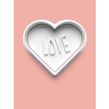 Aktastore Love Yazılı Kalp Kurabiye Kalıbı ve Şeker Hamuru Kalıbı