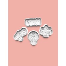 Aktastore Feminizm Kurabiye Kalıbı ve Şeker Hamuru Kalıbı 4'lü Set