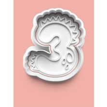 Aktastore 3 Numara Dinozor Figürlü Kurabiye Kalıbı ve Şeker Hamuru Kalıbı - Üç Rakamı