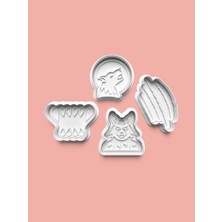 Aktastore Kurtadam Kurabiye Kalıbı ve Şeker Hamuru Kalıbı 4'lü Set