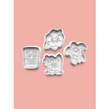 Aktastore Hawaii Teması Kurabiye Kalıbı ve Şeker Hamuru Kalıbı 4'lü Set