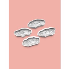 Aktastore Yarış Arabası Seti Kurabiye Kalıbı ve Şeker Hamuru Kalıbı 4'lü Set