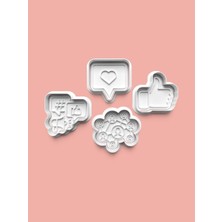 Aktastore Sosyal Medya Kurabiye Kalıbı ve Şeker Hamuru Kalıbı 4'lü Set