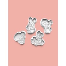 Aktastore Tavşan Figürü Kurabiye Kalıbı ve Şeker Hamuru Kalıbı 4'lü Set