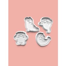 Aktastore Yoga Yapan Pug Köpeği Kurabiye Kalıbı ve Şeker Hamuru Kalıbı 4'lü Set