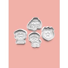 Aktastore Polis Seti Kurabiye Kalıbı ve Şeker Hamuru Kalıbı 4'lü Set