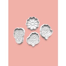 Aktastore Papatya Kurabiye Kalıbı ve Şeker Hamuru Kalıbı 4'lü Set
