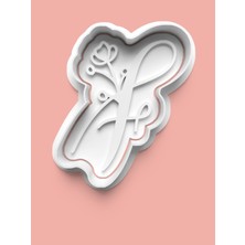 Aktastore Çiçek Desenli F Harfi Kurabiye Kalıbı ve Şeker Hamuru Kalıbı