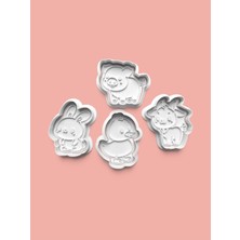 Aktastore Minik Hayvanlar Kurabiye Kalıbı ve Şeker Hamuru Kalıbı 4'lü Set