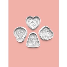 Aktastore Düğün Kurabiye Kalıbı ve Şeker Hamuru Kalıbı 4'lü Set