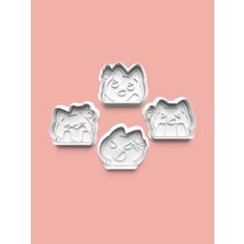 Aktastore Düşünceli Kedi Kurabiye Kalıbı ve Şeker Hamuru Kalıbı 4'lü Set